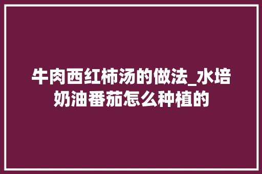 牛肉西红柿汤的做法_水培奶油番茄怎么种植的
