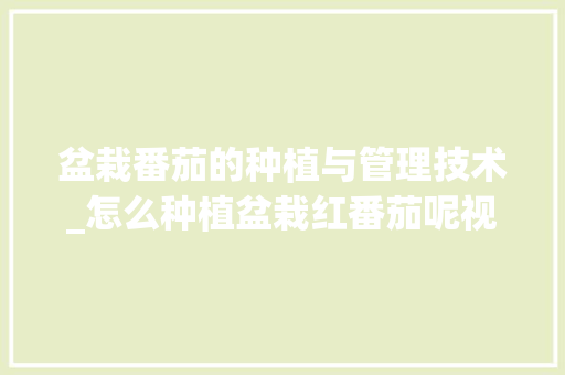 盆栽番茄的种植与管理技术_怎么种植盆栽红番茄呢视频 盆栽番茄的种植与管理技术_怎么种植盆栽红番茄呢视频 番茄种植技巧