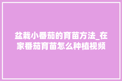 盆栽小番茄的育苗方法_在家番茄育苗怎么种植视频 盆栽小番茄的育苗方法_在家番茄育苗怎么种植视频 花朵知识