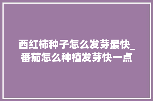 西红柿种子怎么发芽最快_番茄怎么种植发芽快一点 西红柿种子怎么发芽最快_番茄怎么种植发芽快一点 种植技巧
