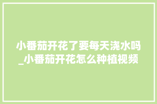 小番茄开花了要每天浇水吗_小番茄开花怎么种植视频 小番茄开花了要每天浇水吗_小番茄开花怎么种植视频 番茄种植技巧