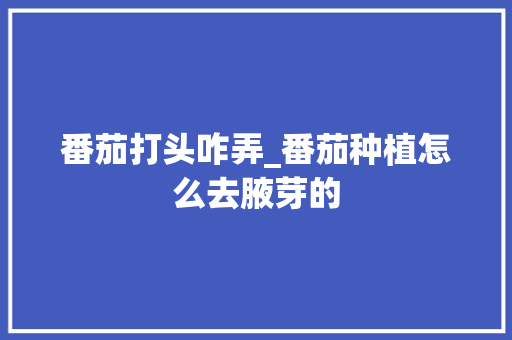番茄打头咋弄_番茄种植怎么去腋芽的