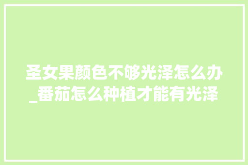 圣女果颜色不够光泽怎么办_番茄怎么种植才能有光泽呢 圣女果颜色不够光泽怎么办_番茄怎么种植才能有光泽呢 土壤施肥