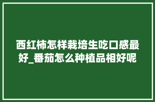 西红柿怎样栽培生吃口感最好_番茄怎么种植品相好呢 西红柿怎样栽培生吃口感最好_番茄怎么种植品相好呢 番茄种植技巧