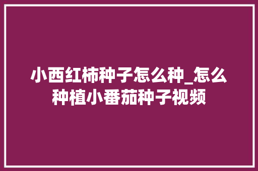 小西红柿种子怎么种_怎么种植小番茄种子视频 小西红柿种子怎么种_怎么种植小番茄种子视频 番茄病虫害防治