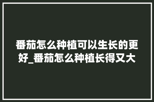 番茄怎么种植可以生长的更好_番茄怎么种植长得又大又甜 番茄怎么种植可以生长的更好_番茄怎么种植长得又大又甜 农业常识