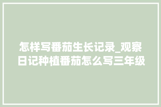 怎样写番茄生长记录_观察日记种植番茄怎么写三年级