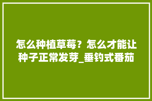 怎么种植草莓？怎么才能让种子正常发芽_垂钓式番茄怎么种植的