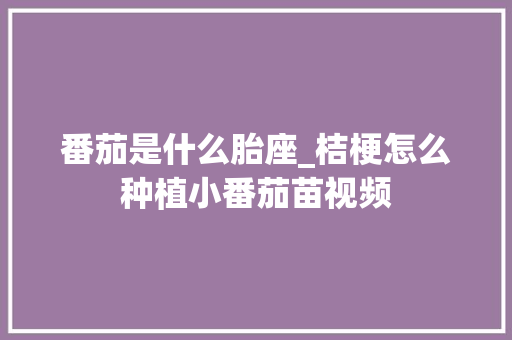 番茄是什么胎座_桔梗怎么种植小番茄苗视频 番茄是什么胎座_桔梗怎么种植小番茄苗视频 种植技巧