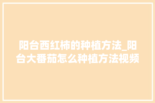 阳台西红柿的种植方法_阳台大番茄怎么种植方法视频