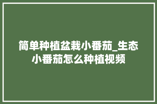简单种植盆栽小番茄_生态小番茄怎么种植视频 简单种植盆栽小番茄_生态小番茄怎么种植视频 番茄种植技巧