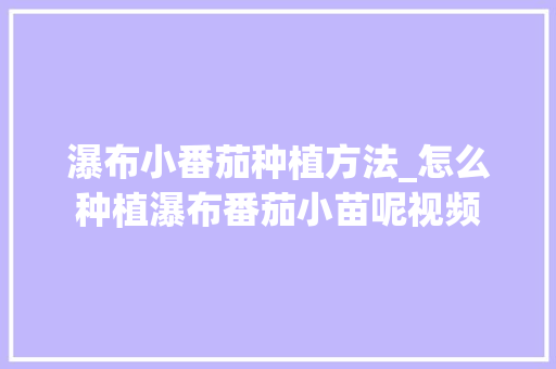 瀑布小番茄种植方法_怎么种植瀑布番茄小苗呢视频 土壤施肥 瀑布小番茄种植方法_怎么种植瀑布番茄小苗呢视频 瀑布小番茄种植方法_怎么种植瀑布番茄小苗呢视频 土壤施肥