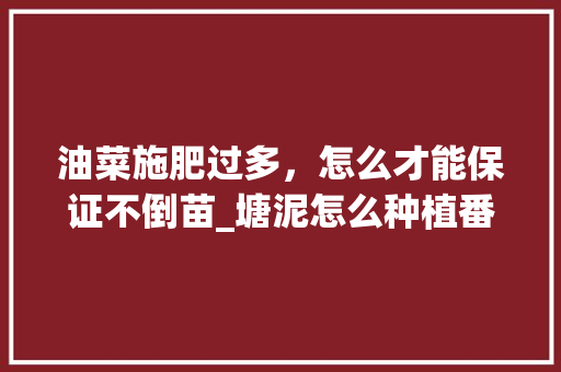油菜施肥过多，怎么才能保证不倒苗_塘泥怎么种植番茄视频