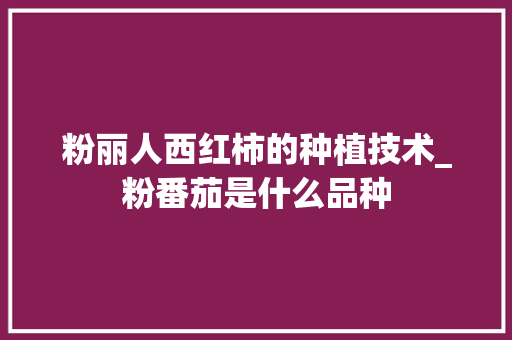 粉丽人西红柿的种植技术_粉番茄是什么品种