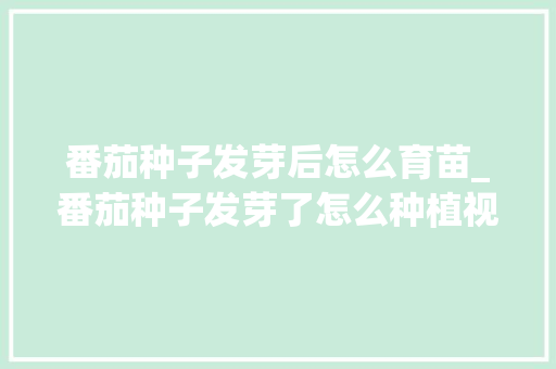 番茄种子发芽后怎么育苗_番茄种子发芽了怎么种植视频 番茄种子发芽后怎么育苗_番茄种子发芽了怎么种植视频 农业常识