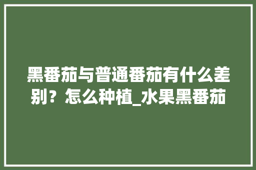 黑番茄与普通番茄有什么差别？怎么种植_水果黑番茄怎么种植方法视频 黑番茄与普通番茄有什么差别？怎么种植_水果黑番茄怎么种植方法视频 土壤施肥