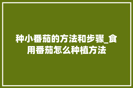 种小番茄的方法和步骤_食用番茄怎么种植方法 种小番茄的方法和步骤_食用番茄怎么种植方法 植物种类