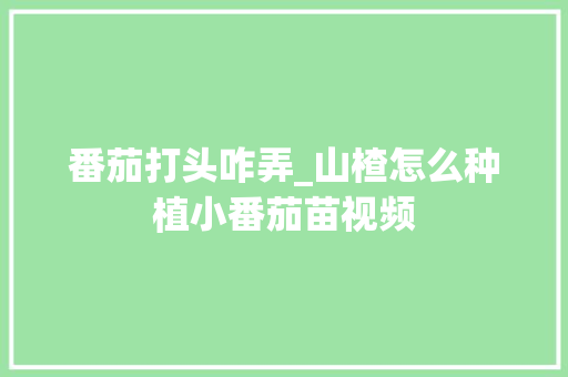 番茄打头咋弄_山楂怎么种植小番茄苗视频