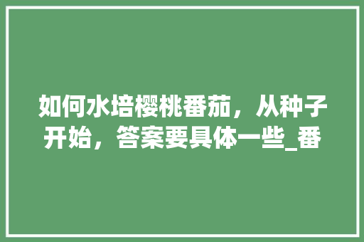 如何水培樱桃番茄,从种子开始,答案要具体一些_番茄怎么种植水培视频 植物种类 如何水培樱桃番茄,从种子开始,答案要具体一些_番茄怎么种植水培视频 如何水培樱桃番茄,从种子开始,答案要具体一些_番茄怎么种植水培视频 植物种类