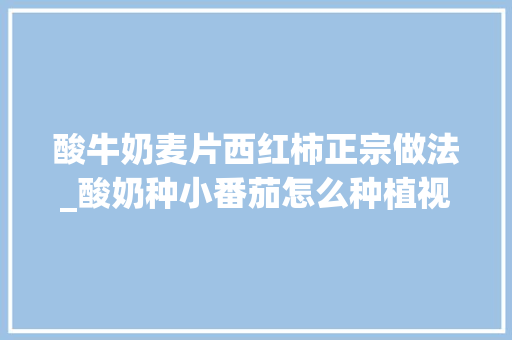 酸牛奶麦片西红柿正宗做法_酸奶种小番茄怎么种植视频