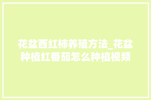 花盆西红柿养殖方法_花盆种植红番茄怎么种植视频 花盆西红柿养殖方法_花盆种植红番茄怎么种植视频 花朵知识