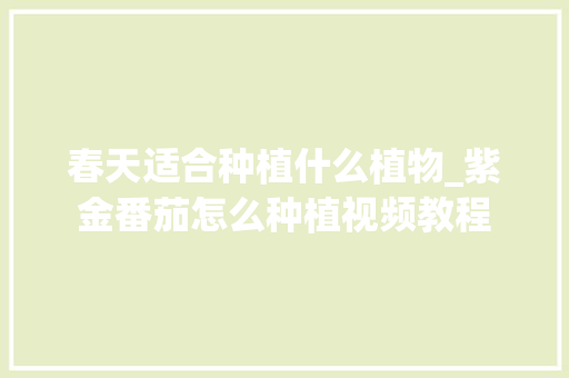 春天适合种植什么植物_紫金番茄怎么种植视频教程 春天适合种植什么植物_紫金番茄怎么种植视频教程 番茄病虫害防治