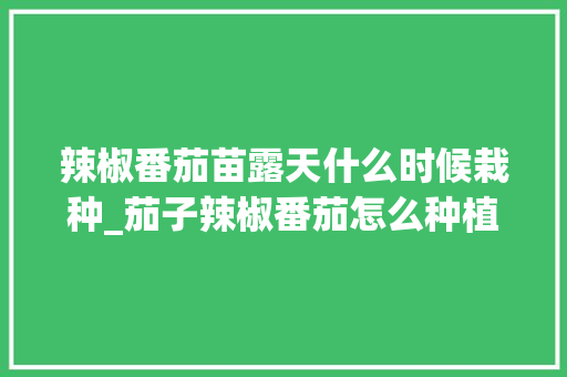 辣椒番茄苗露天什么时候栽种_茄子辣椒番茄怎么种植视频
