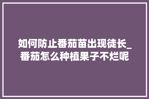 如何防止番茄苗出现徒长_番茄怎么种植果子不烂呢