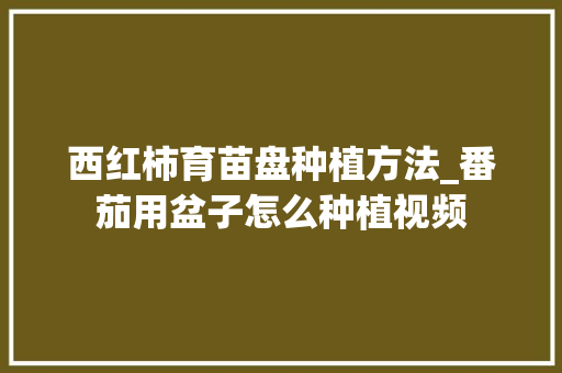 西红柿育苗盘种植方法_番茄用盆子怎么种植视频 西红柿育苗盘种植方法_番茄用盆子怎么种植视频 种植技巧