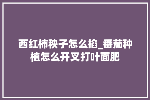 西红柿秧子怎么掐_番茄种植怎么开叉打叶面肥 西红柿秧子怎么掐_番茄种植怎么开叉打叶面肥 番茄种植技巧