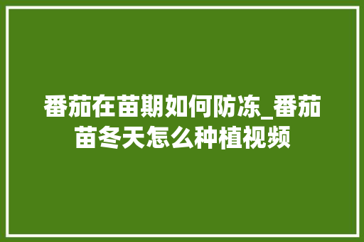番茄在苗期如何防冻_番茄苗冬天怎么种植视频 番茄病虫害防治 番茄在苗期如何防冻_番茄苗冬天怎么种植视频 番茄在苗期如何防冻_番茄苗冬天怎么种植视频 番茄病虫害防治