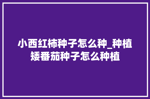 小西红柿种子怎么种_种植矮番茄种子怎么种植 土壤施肥 小西红柿种子怎么种_种植矮番茄种子怎么种植 小西红柿种子怎么种_种植矮番茄种子怎么种植 土壤施肥