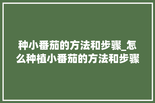 种小番茄的方法和步骤_怎么种植小番茄的方法和步骤 种小番茄的方法和步骤_怎么种植小番茄的方法和步骤 种植技巧