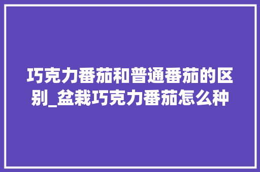 巧克力番茄和普通番茄的区别_盆栽巧克力番茄怎么种植视频 巧克力番茄和普通番茄的区别_盆栽巧克力番茄怎么种植视频 土壤施肥