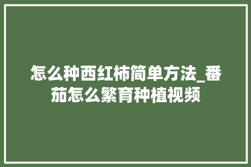 怎么种西红柿简单方法_番茄怎么繁育种植视频 怎么种西红柿简单方法_番茄怎么繁育种植视频 植物种类