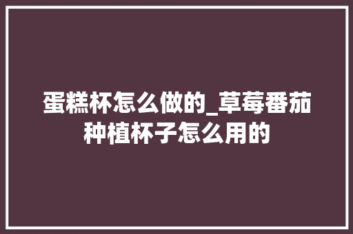 蛋糕杯怎么做的_草莓番茄种植杯子怎么用的
