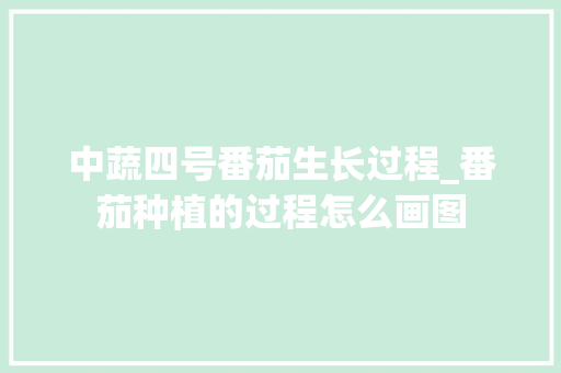 中蔬四号番茄生长过程_番茄种植的过程怎么画图 中蔬四号番茄生长过程_番茄种植的过程怎么画图 植物种类