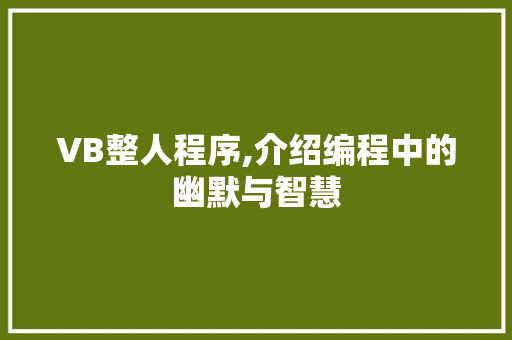 VB整人程序,介绍编程中的幽默与智慧