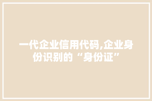 一代企业信用代码,企业身份识别的“身份证”