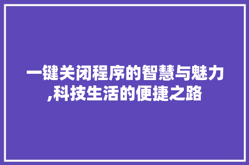 一键关闭程序的智慧与魅力,科技生活的便捷之路