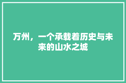 万州，一个承载着历史与未来的山水之城