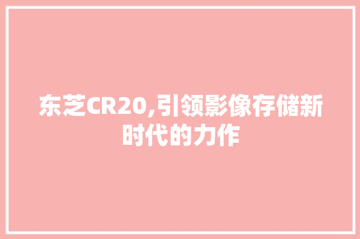 东芝CR20,引领影像存储新时代的力作