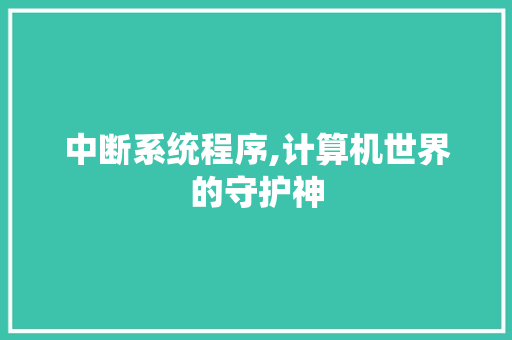 中断系统程序,计算机世界的守护神