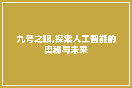 九号之眼,探索人工智能的奥秘与未来