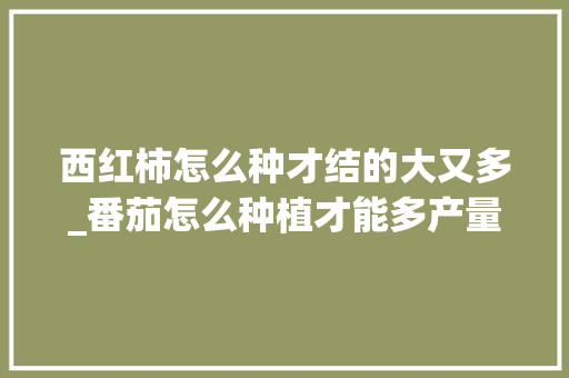 西红柿怎么种才结的大又多_番茄怎么种植才能多产量 西红柿怎么种才结的大又多_番茄怎么种植才能多产量 种植技巧