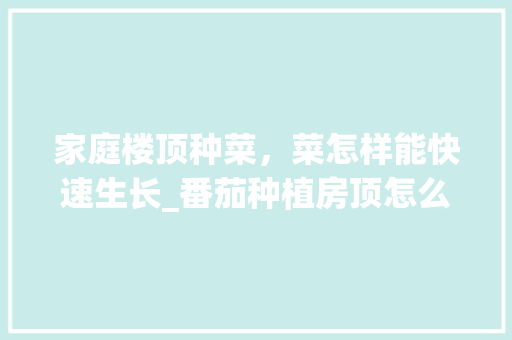 家庭楼顶种菜，菜怎样能快速生长_番茄种植房顶怎么处理好