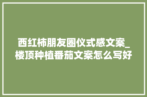 西红柿朋友圈仪式感文案_楼顶种植番茄文案怎么写好 西红柿朋友圈仪式感文案_楼顶种植番茄文案怎么写好 花朵知识