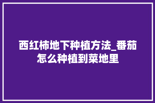 西红柿地下种植方法_番茄怎么种植到菜地里 西红柿地下种植方法_番茄怎么种植到菜地里 番茄病虫害防治