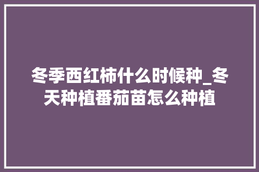 冬季西红柿什么时候种_冬天种植番茄苗怎么种植 冬季西红柿什么时候种_冬天种植番茄苗怎么种植 土壤施肥
