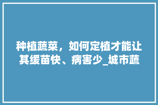 种植蔬菜，如何定植才能让其缓苗快、病害少_城市蔬菜种植技巧和方法 种植蔬菜，如何定植才能让其缓苗快、病害少_城市蔬菜种植技巧和方法 花朵知识